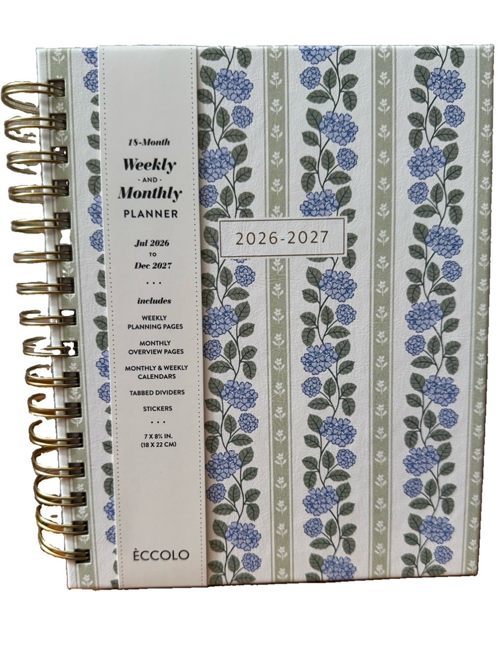 Eccolo Planner 2026- 2027 18-Month Weekly & Monthly Planner Hard Cover 8x7.5”
